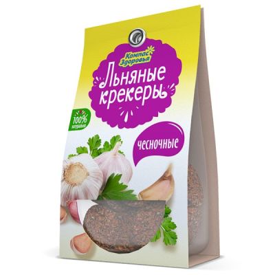 Льняные крекеры со вкусом чеснока Компас здоровья, 50 г