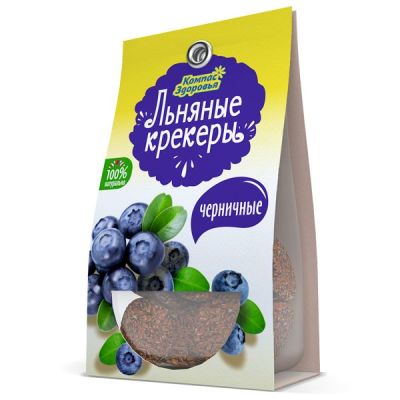 Льняные крекеры со вкусом черники Компас здоровья, 50 г