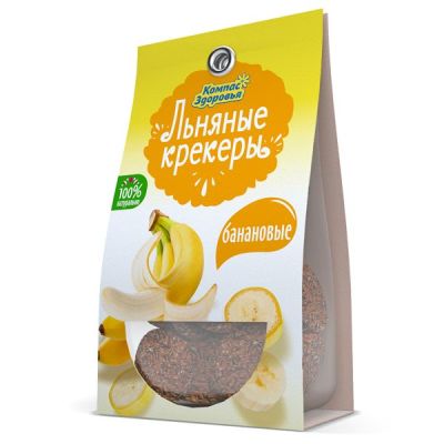 Льняные крекеры со вкусом банана Компас здоровья, 50 г