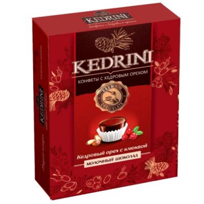 Конфеты кедровый орех с клюквой в молочном шоколаде Kedrini, 80 г