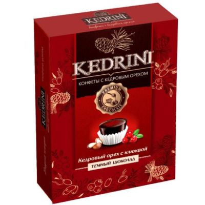 Конфеты кедровый орех с клюквой в темном шоколаде Kedrini , 80 г